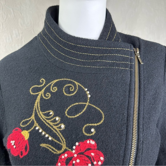 Icelandic Design VTG Wool Embroidered Asymmetric Zip Jacket - Picture 11 of 16